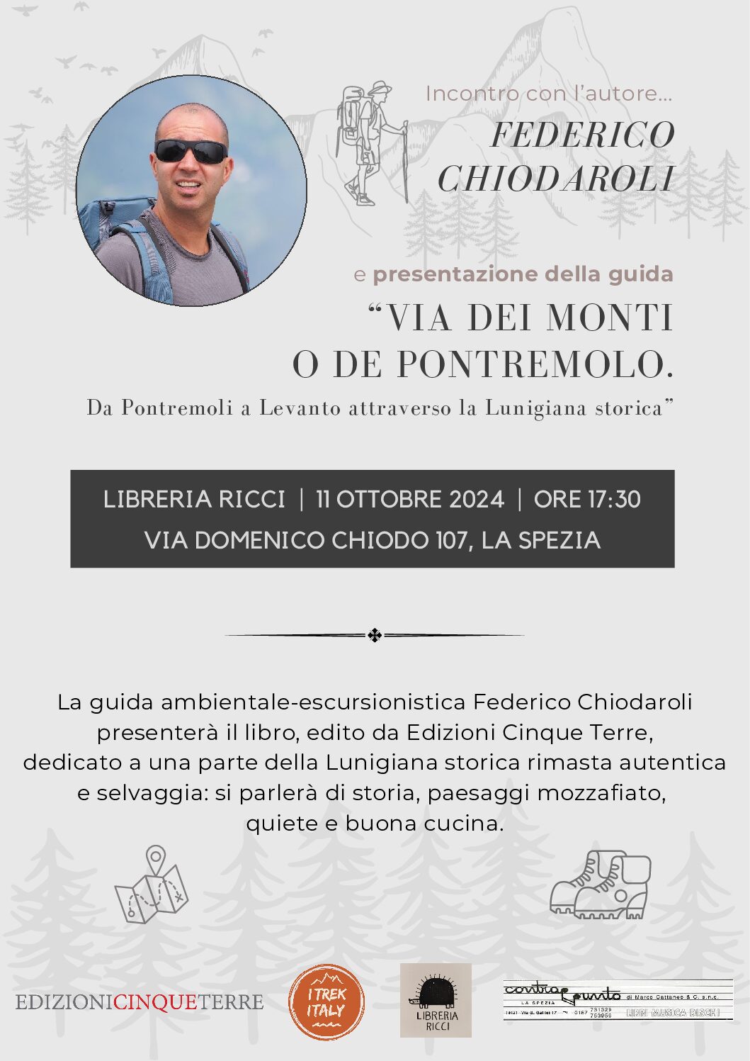 “Via dei monti o de Pontremolo” 11 Ottobre ore 17,30 … Incontro con l’autore